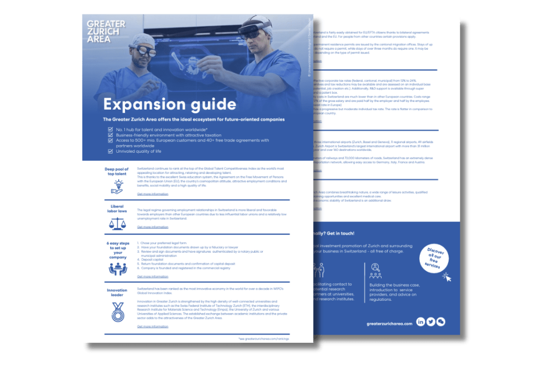 Disvover why Greater Zurich is the leading location for international business in our Expansion Guide