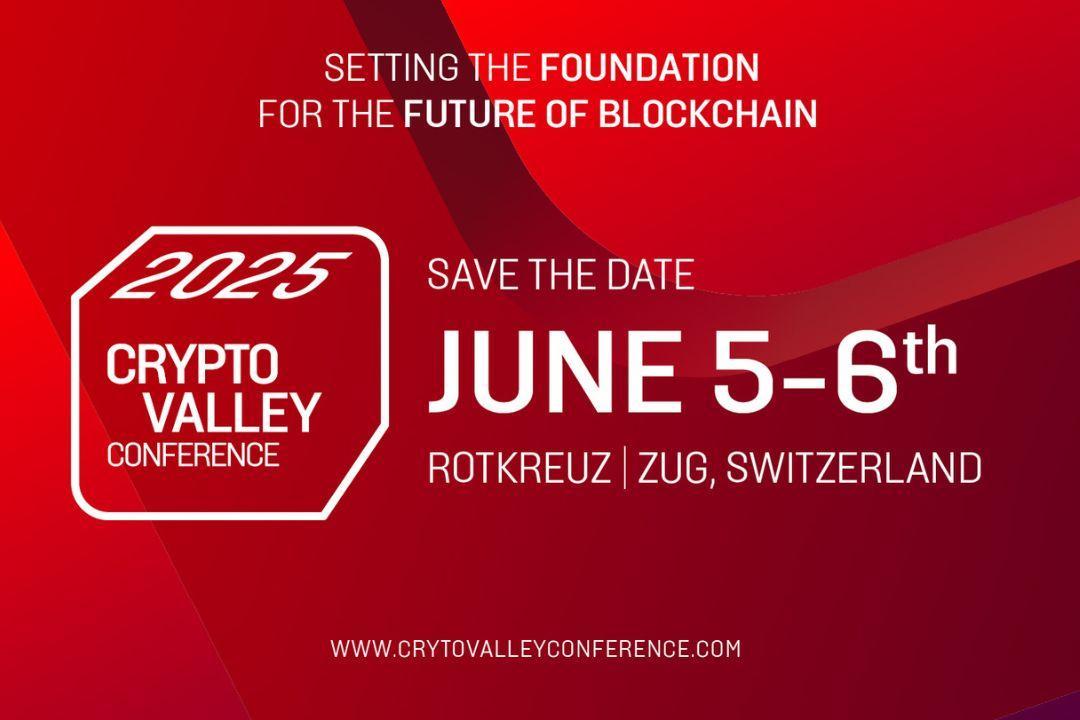 Crypto Valley Conference 2025 event banner – June 5–6 in Rotkreuz, Zug, Switzerland, focused on the future of blockchain.