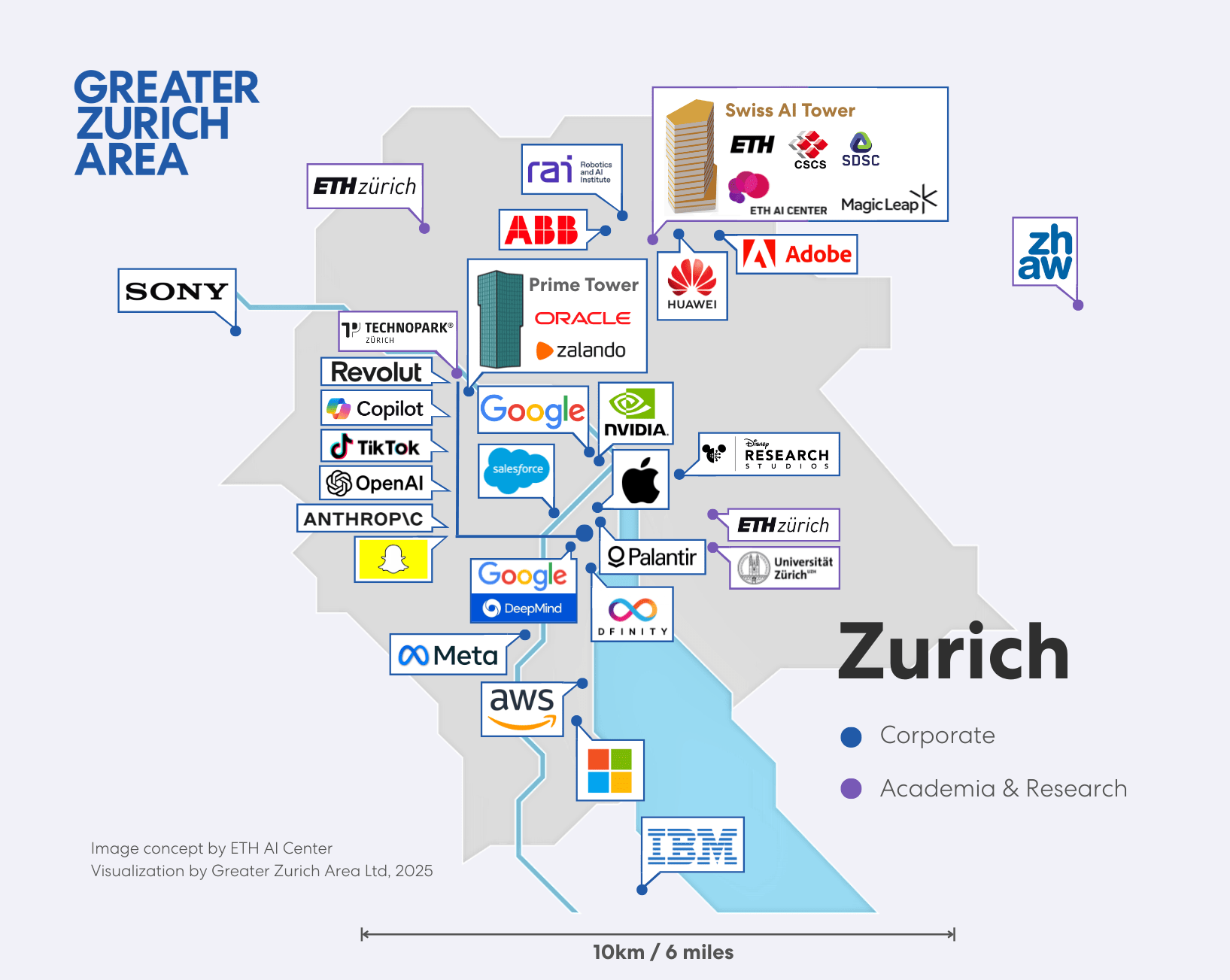 BigTech and AI companies in Greater Zurich