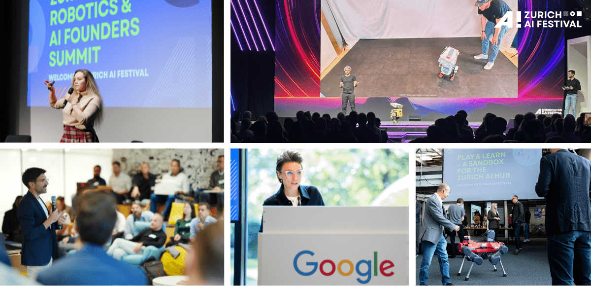 Bildcollage mit Impressionen rund um das Zurich AI Festival