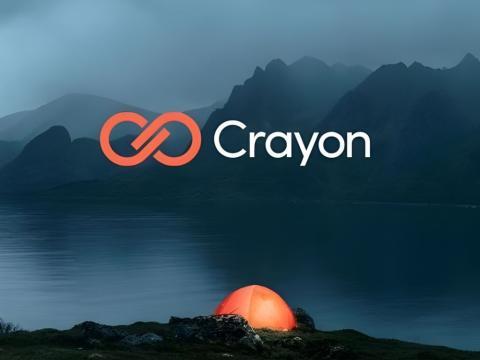 Crayon Logo with mountain view backkground 